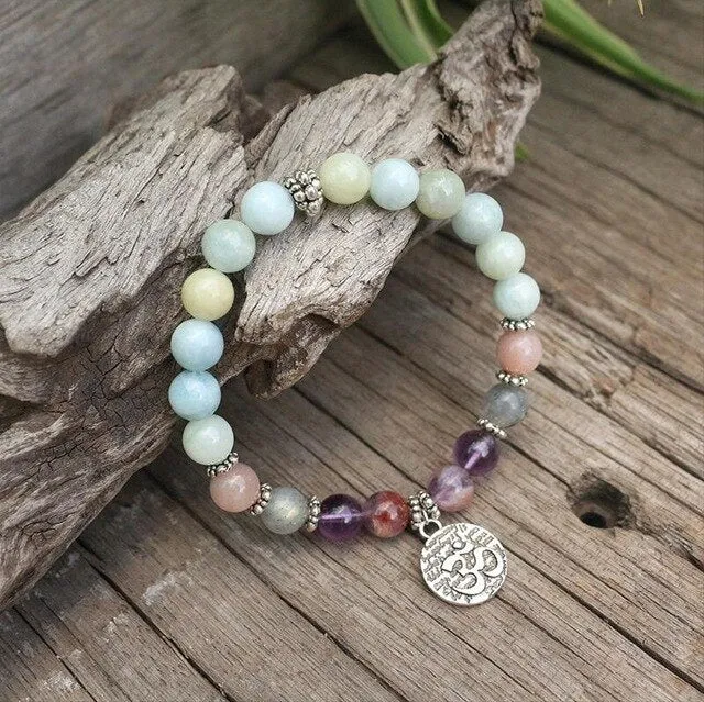 Dream Aquamarine & Labradorite Bracelet with Charm