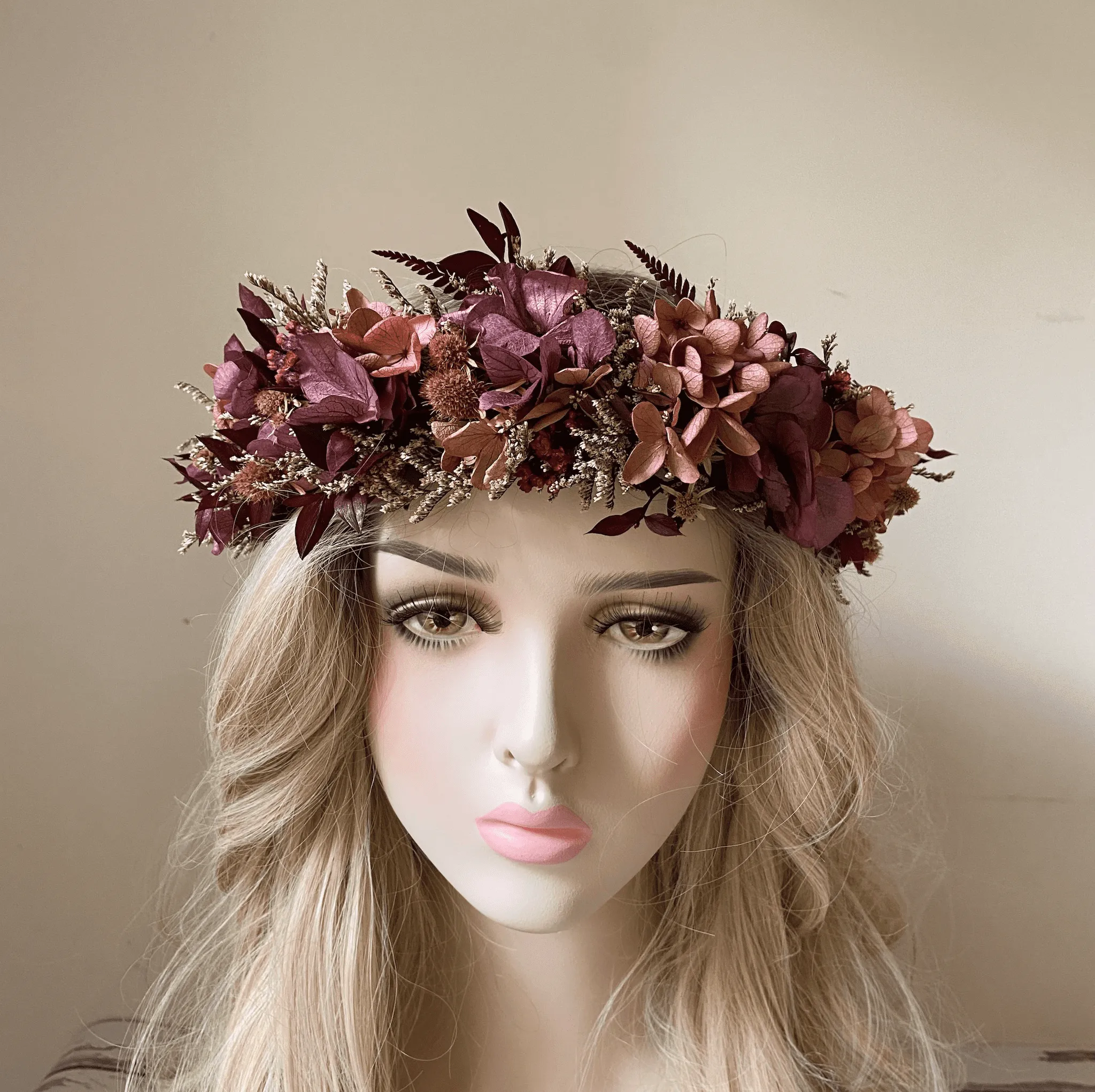 Dried Flower Crown BURGUNDY