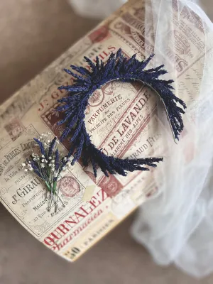 Dried Lavender Headband, Lavender Flower Crown, Fragrant Lavender Headpiece for Brides, Real Lavender Tiara, Bespoke Floral Headpiece