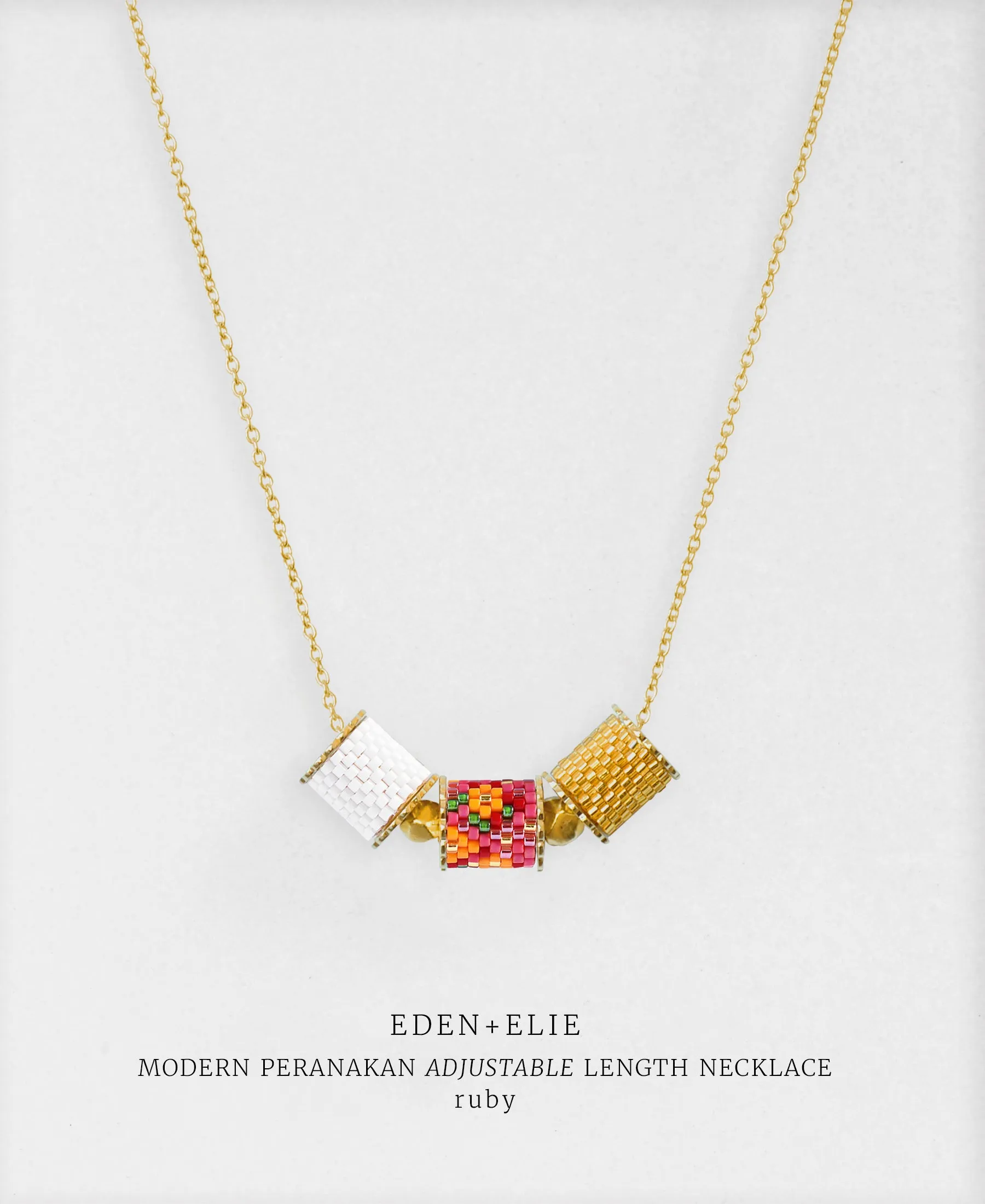 EDEN   ELIE Mother-Daughter twinning necklaces set - peranakan ruby