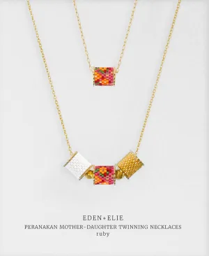 EDEN   ELIE Mother-Daughter twinning necklaces set - peranakan ruby