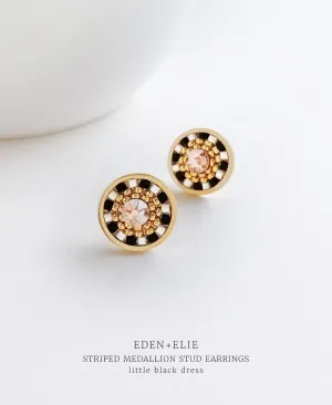 EDEN   ELIE Striped Medallion stud earrings - little black dress