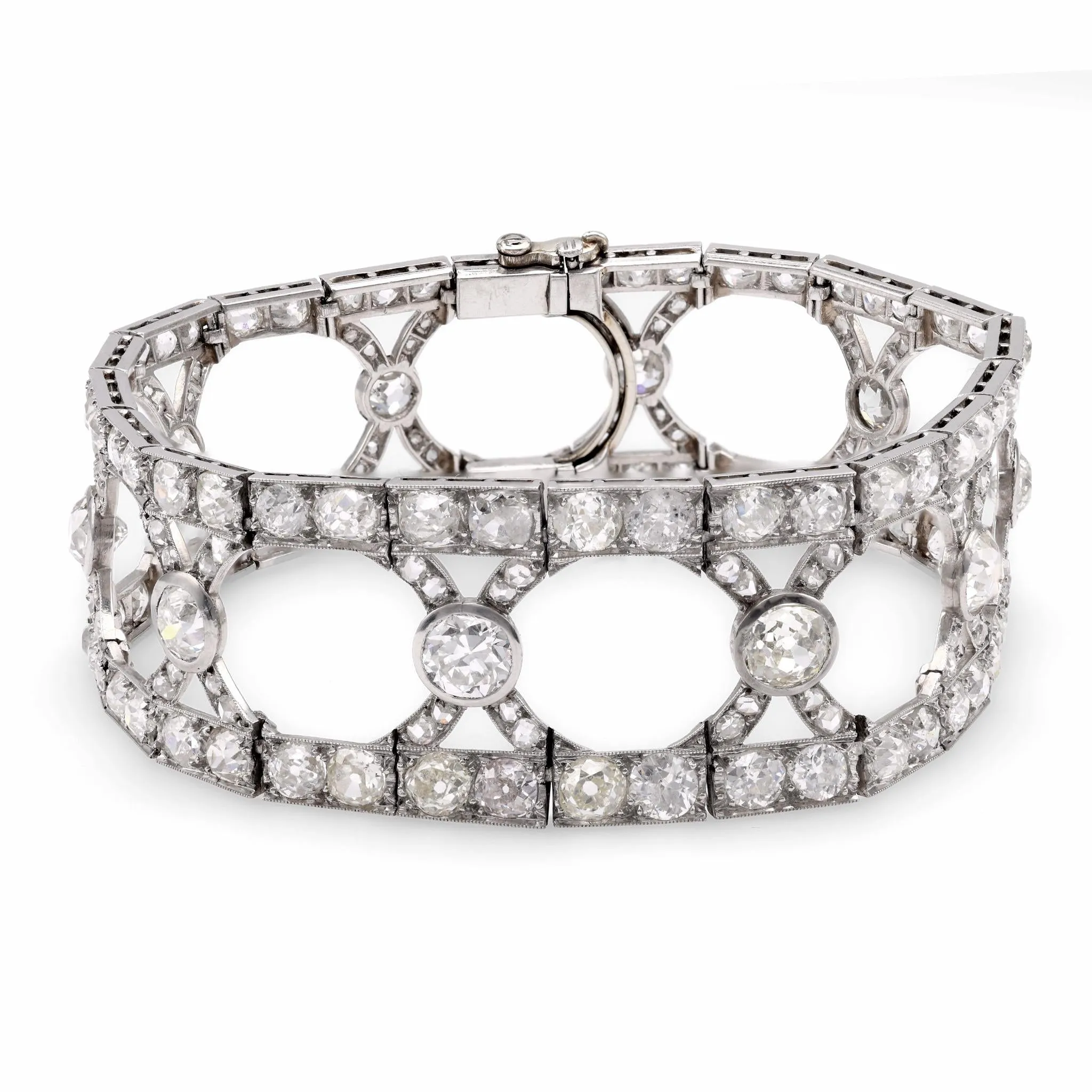 Edwardian 20 Carat Diamond Platinum Bracelet