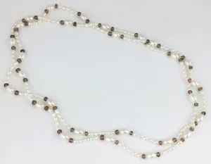 Egg Pearl   Champagne Garnet Bead Rope Necklace