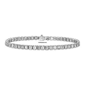 Emerald Diamond Tennis Bracelet 7.90 Carat TW 18k White Gold