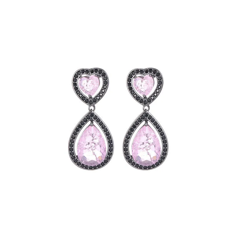 European and American water drop zircon earrings