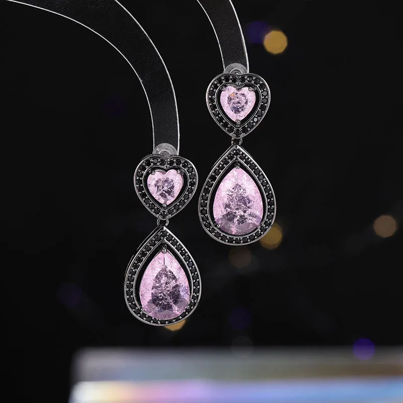 European and American water drop zircon earrings