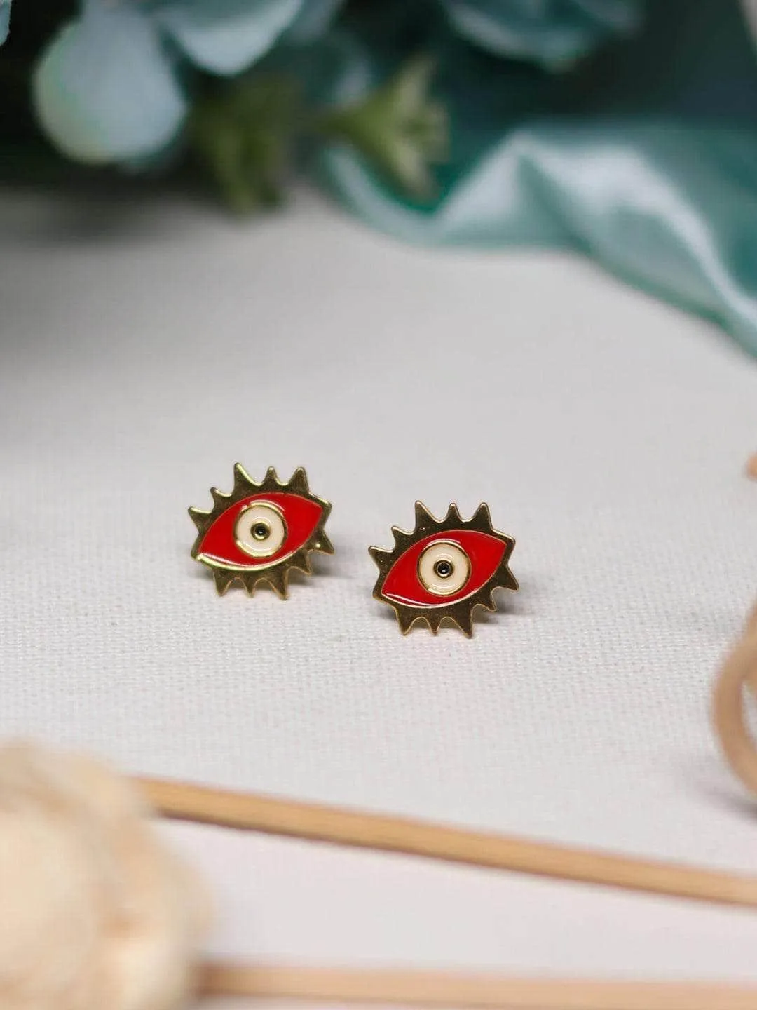 Evil Eye Stud Red