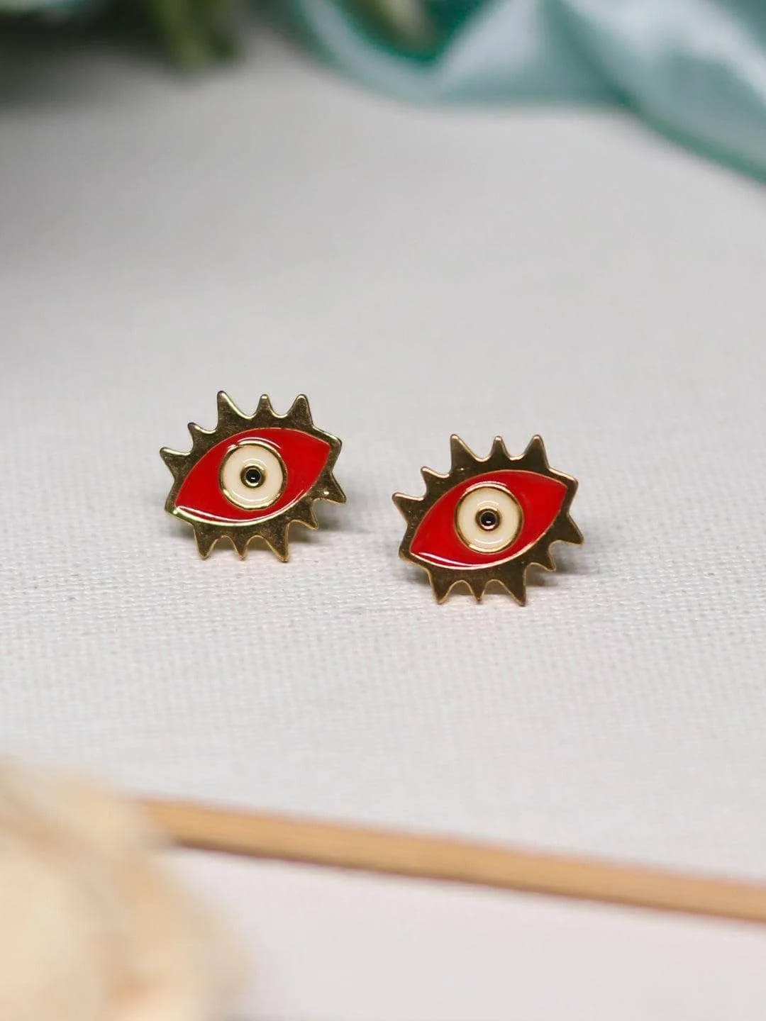 Evil Eye Stud Red