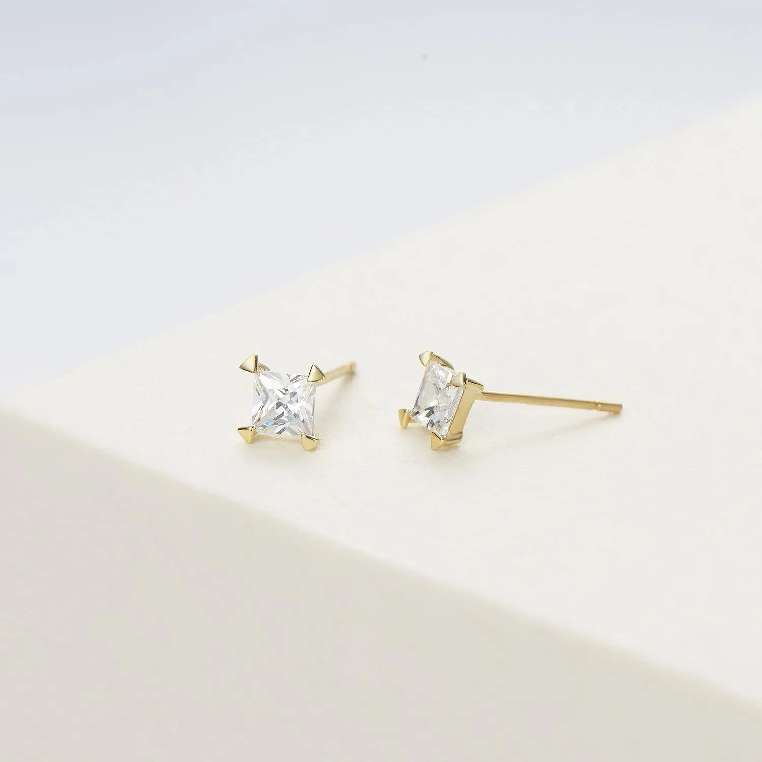 FANCIME Dainty Stud 14K Yellow Gold Earrings