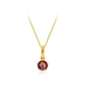 FANCIME Delicate January Birthstone Garnet 18K Yellow Gold Necklace