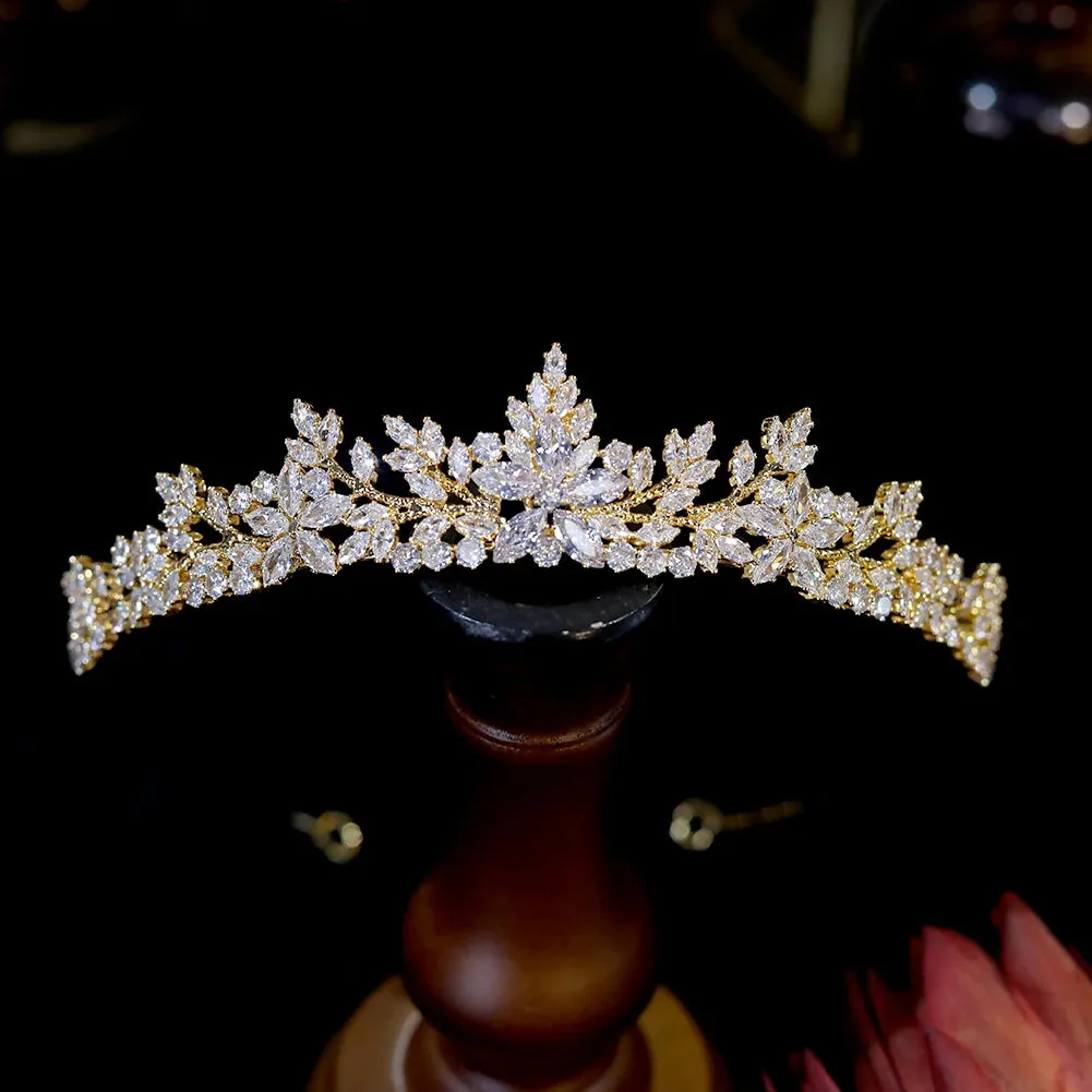 Fashion Crystal Cubic Zirconia Tiara Crown Pageant Party Wedding Hair Accessories