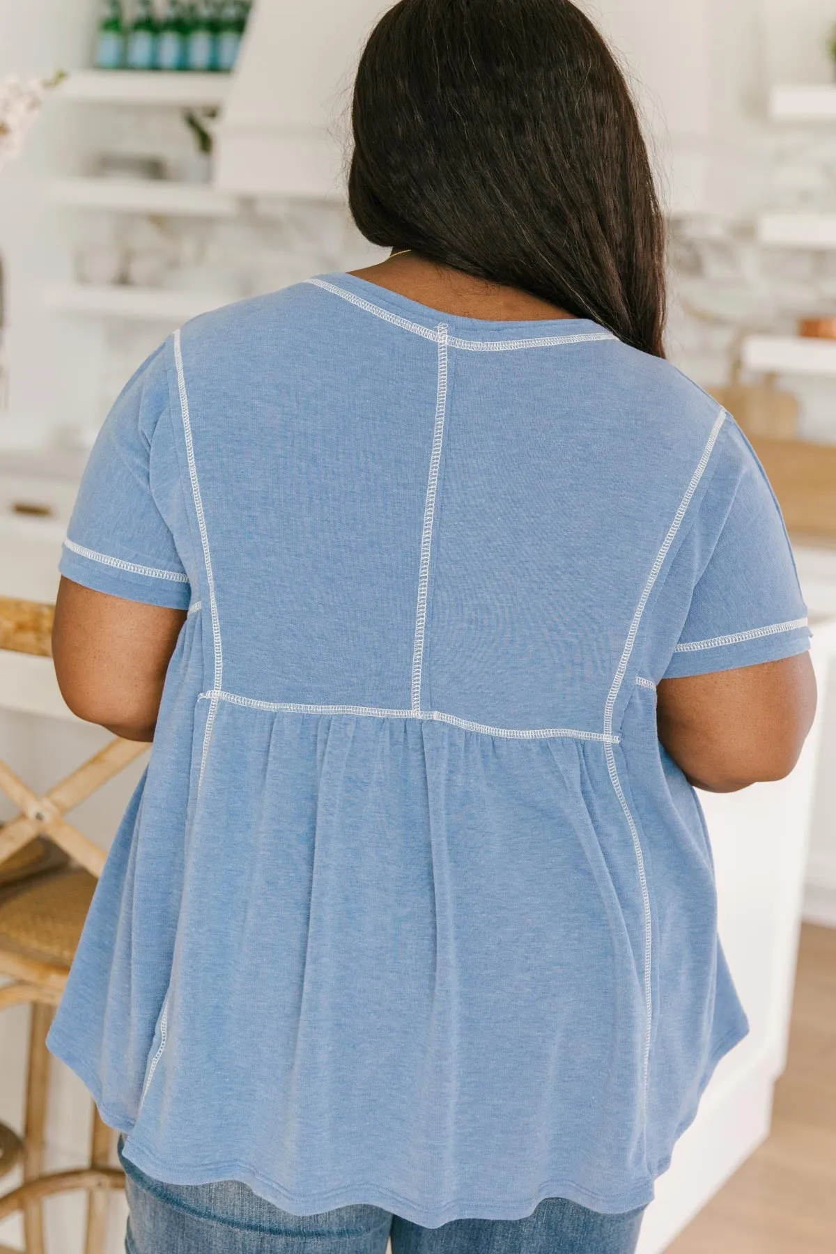 Feelin' Happy in Blue Babydoll Top