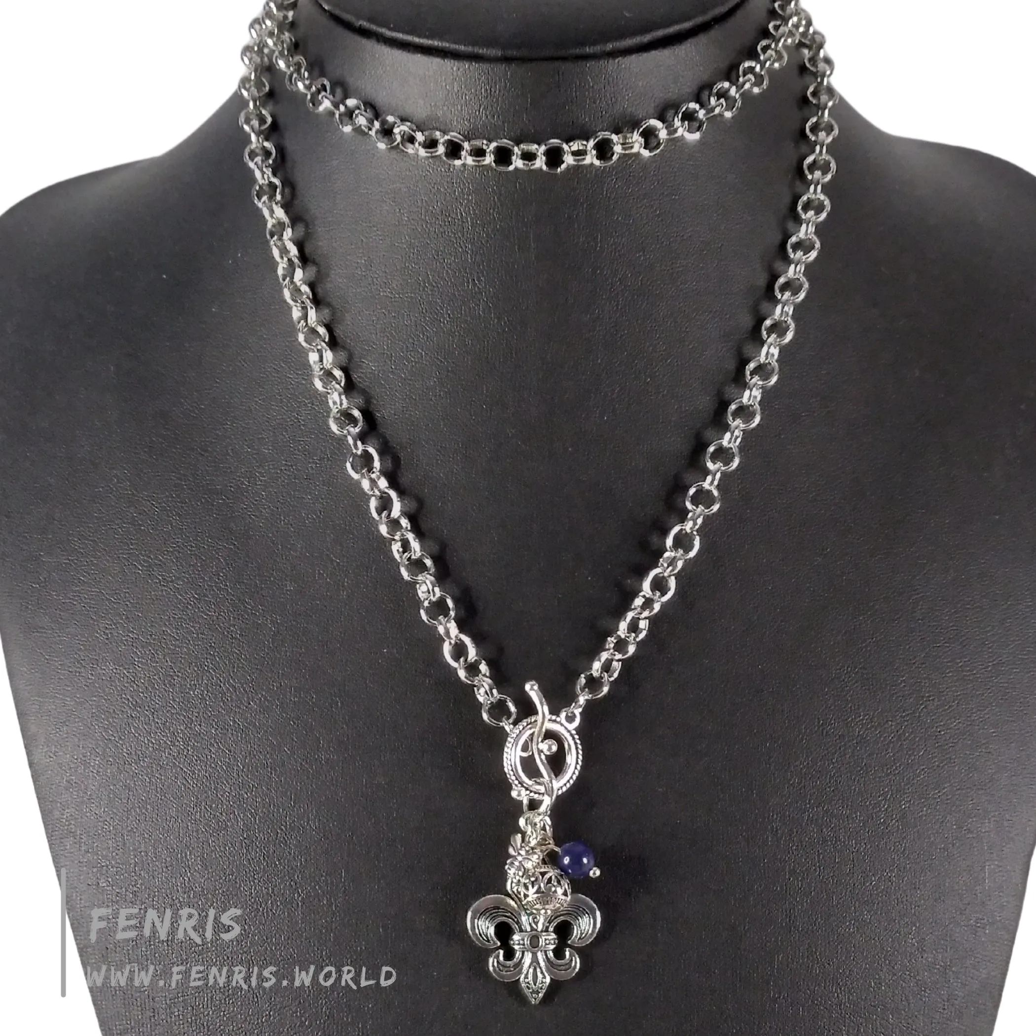 Fleur De Lys Necklace Silver Purple Amethyst