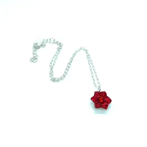 Flower Power Vintage Glass Necklace - Ruby Red Shortie