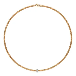 Fope 18K Yellow and White Gold Prima Collection Necklace with Diamond Rondel, 17 inch