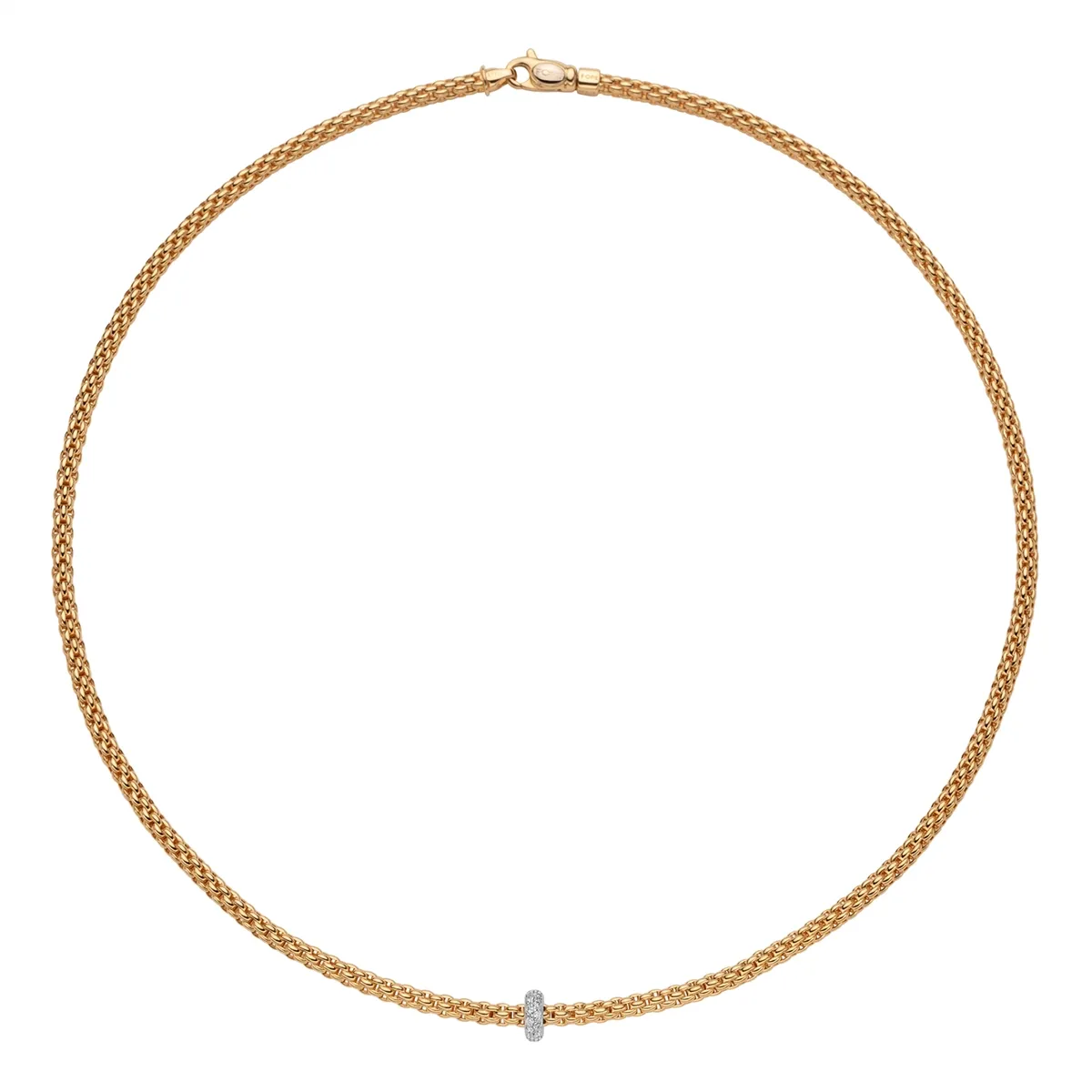 Fope 18K Yellow and White Gold Prima Collection Necklace with Diamond Rondel, 17 inch