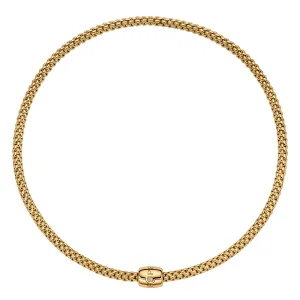 Fope 18K Yellow Gold Solo Collection Necklace with Single Diamond on Clasp, 15.5 inch