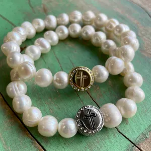 Freshwater Pearl Cross Hill Bracelet