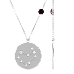 Garnet and Diamond Capricorn Constellation Disc Pendant