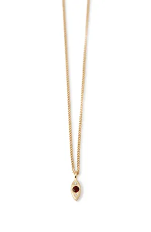 Garnet and Mini Diamond Marquis Necklace