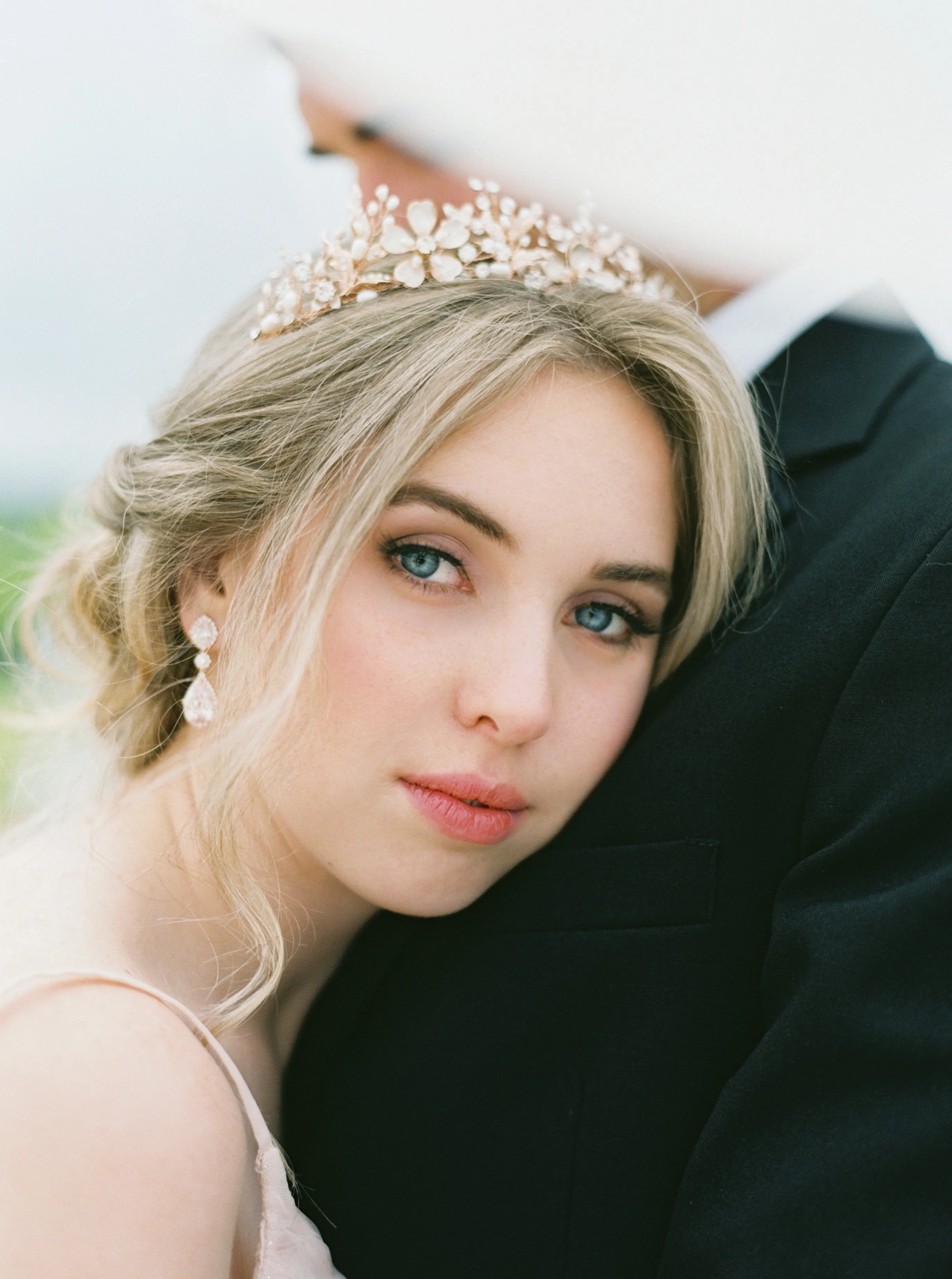 GENEVIEVE Tiara with Ruby and Emerald Briolettes