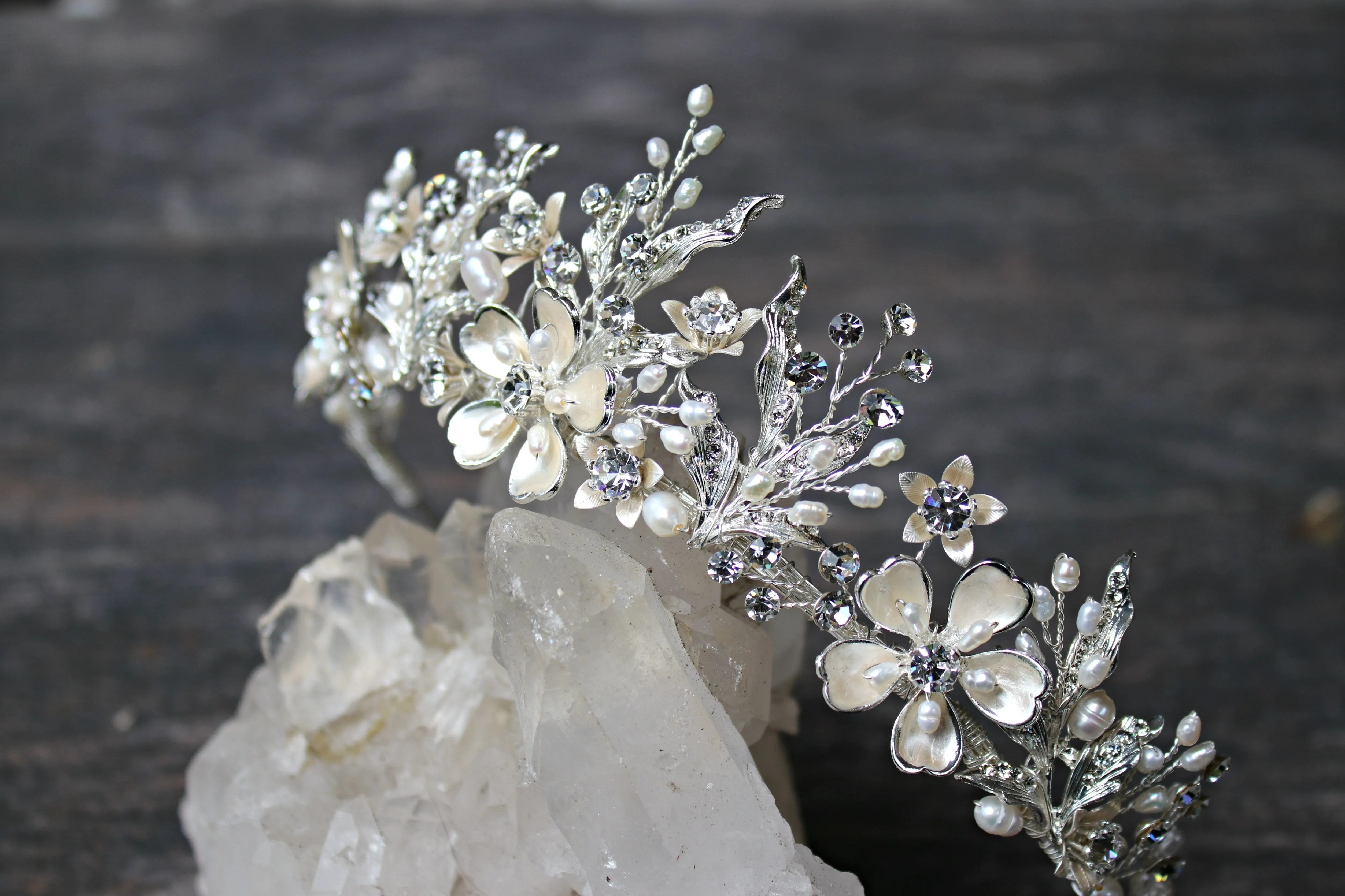 GENEVIEVE Tiara with Ruby and Emerald Briolettes