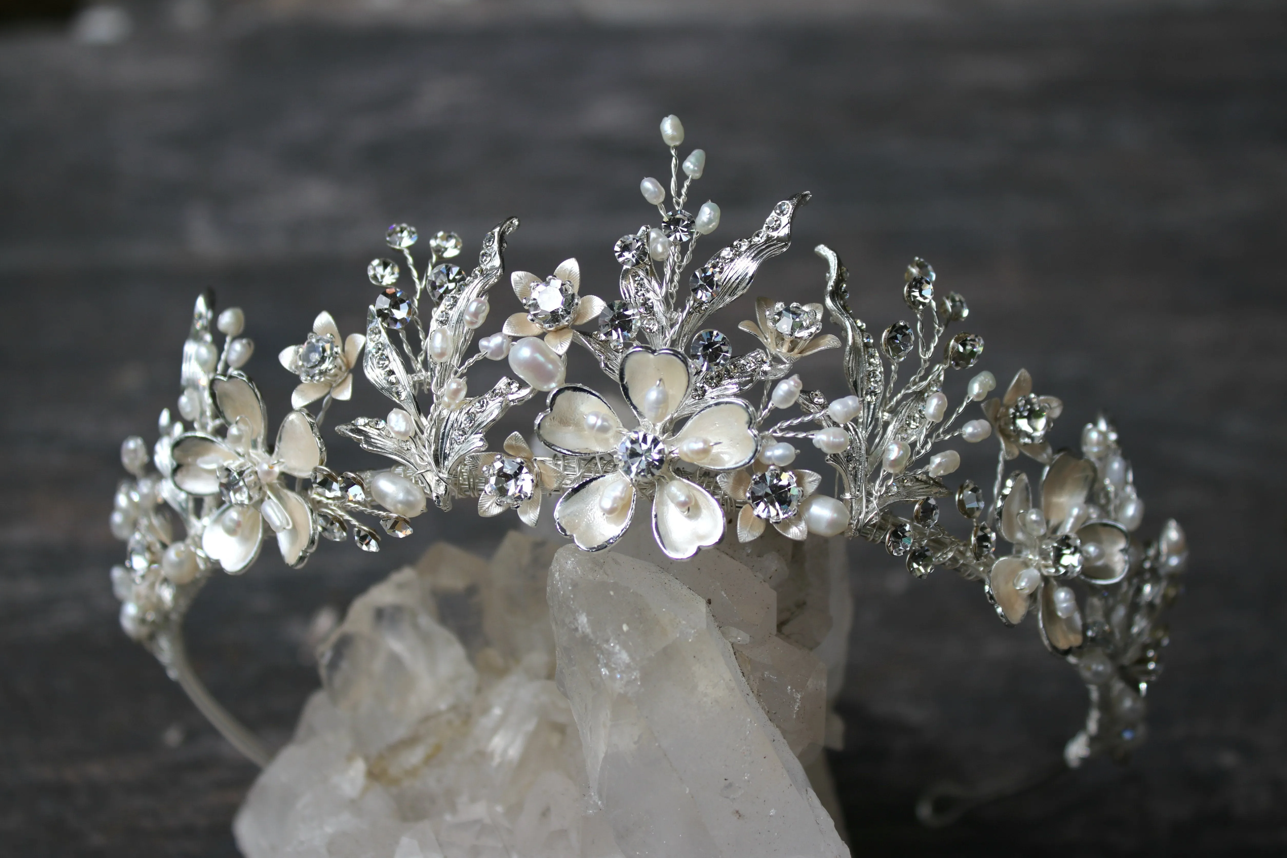 GENEVIEVE Tiara with Ruby and Emerald Briolettes