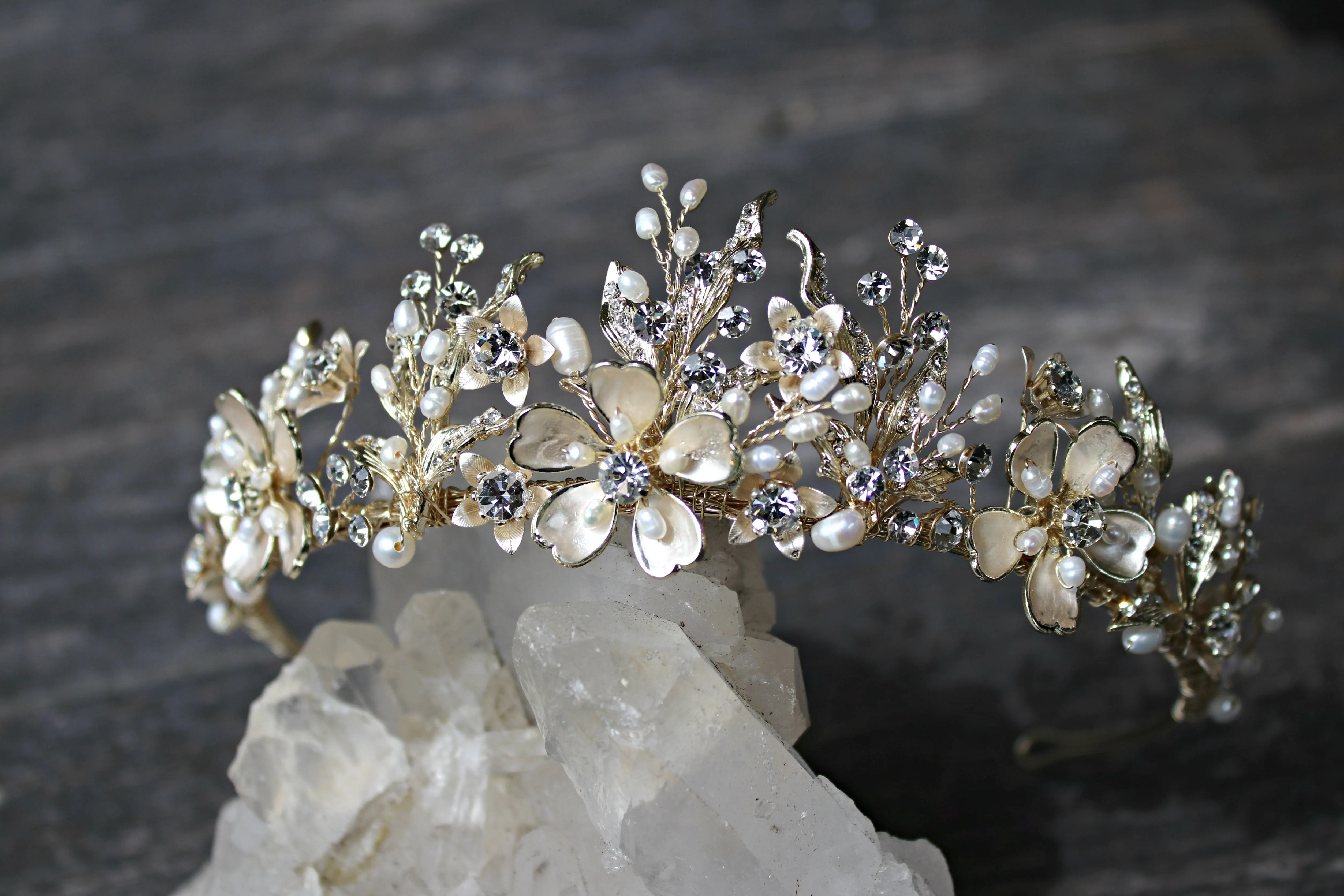 GENEVIEVE Tiara with Ruby and Emerald Briolettes