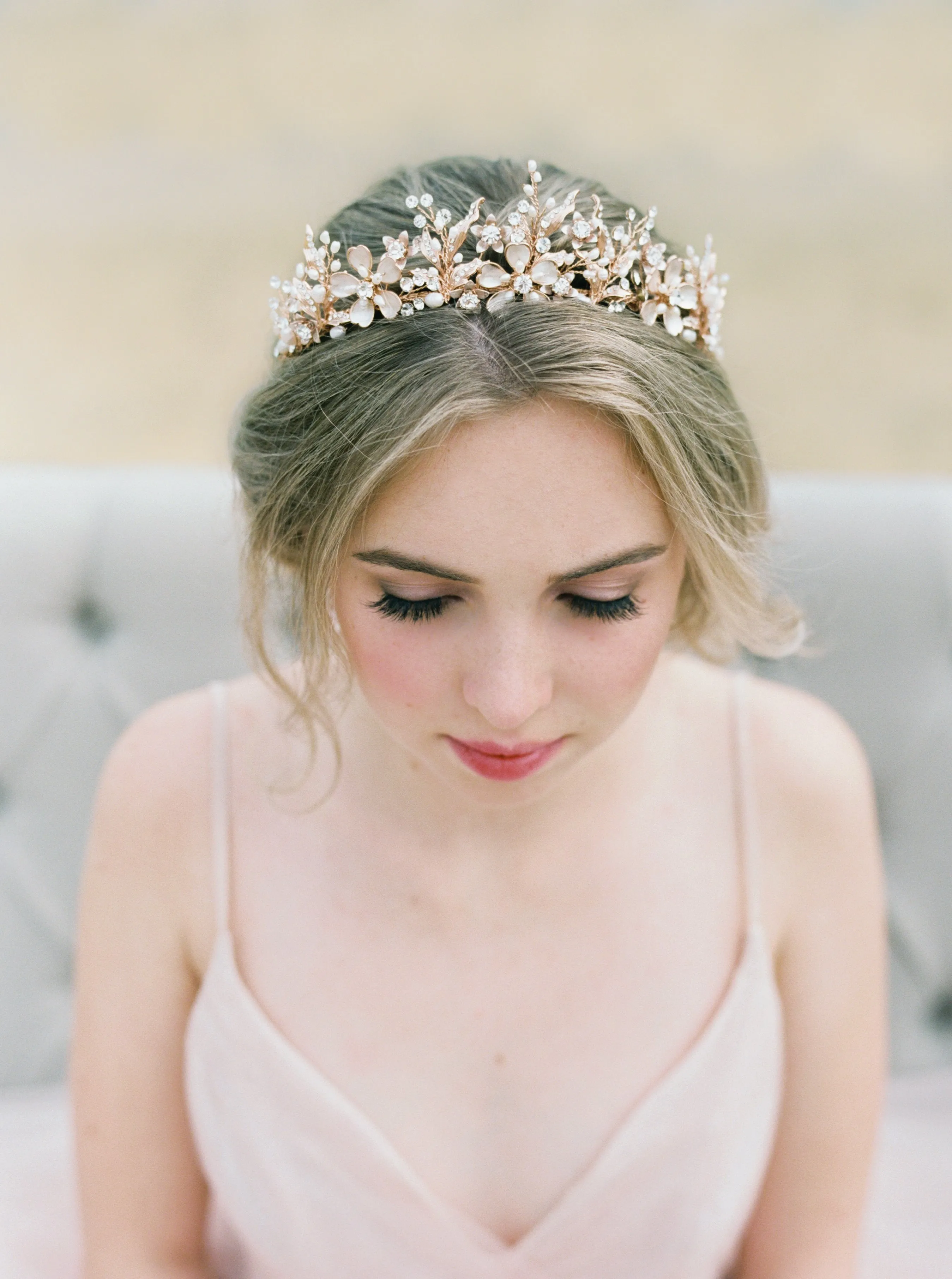 GENEVIEVE Tiara with Ruby and Emerald Briolettes