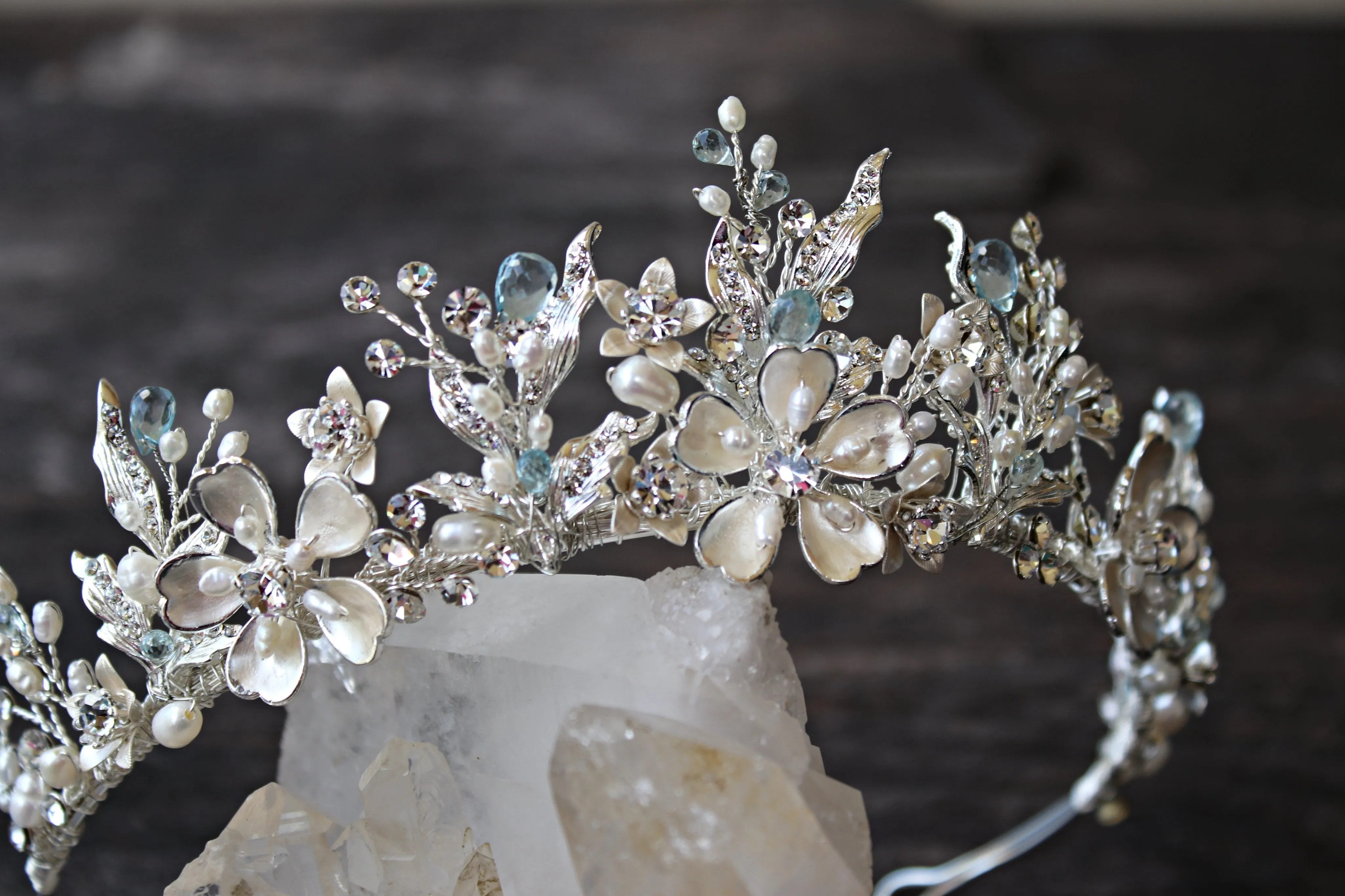 GENEVIEVE Tiara with Ruby and Emerald Briolettes