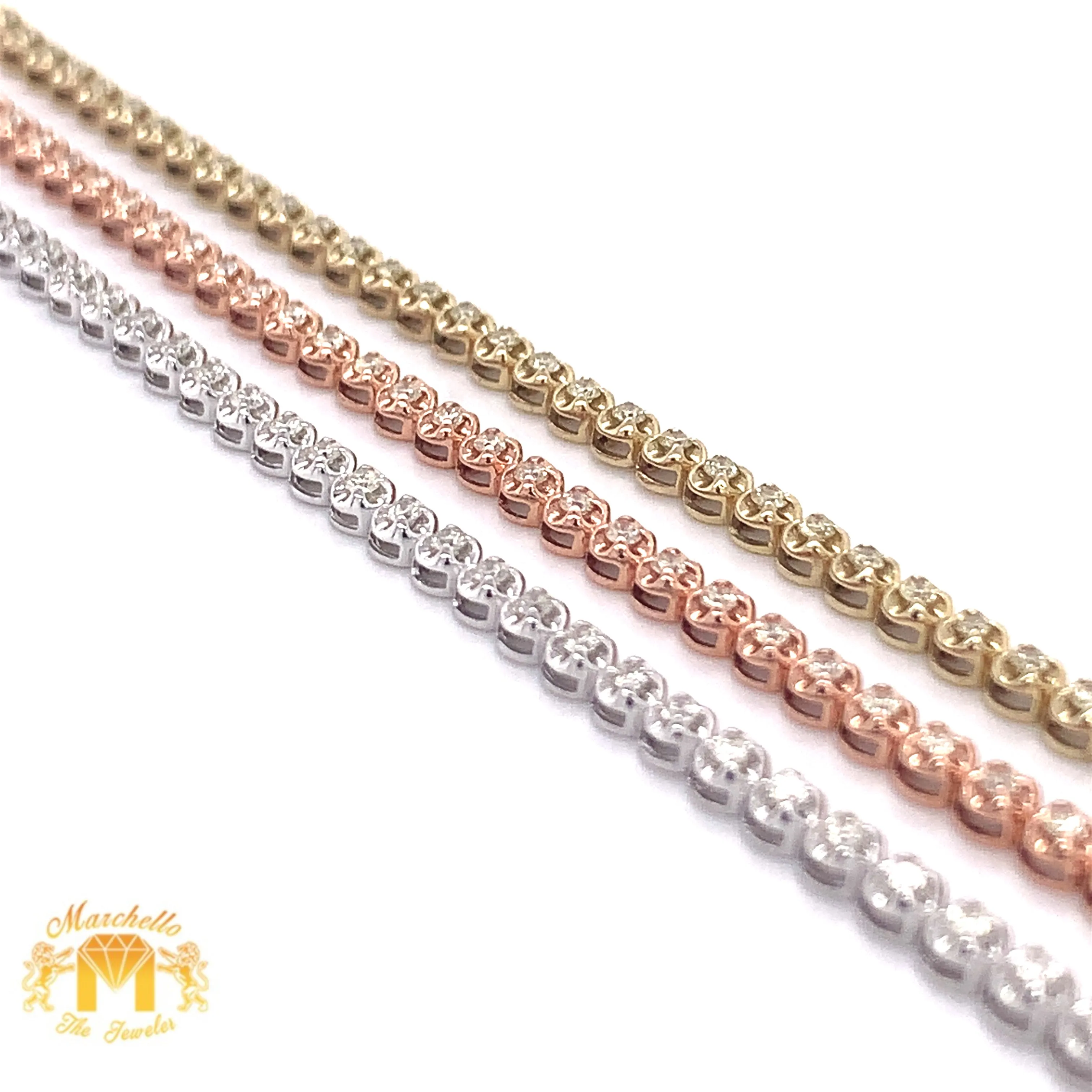 Gold and Diamond Tennis Bracelet with Round Diamond