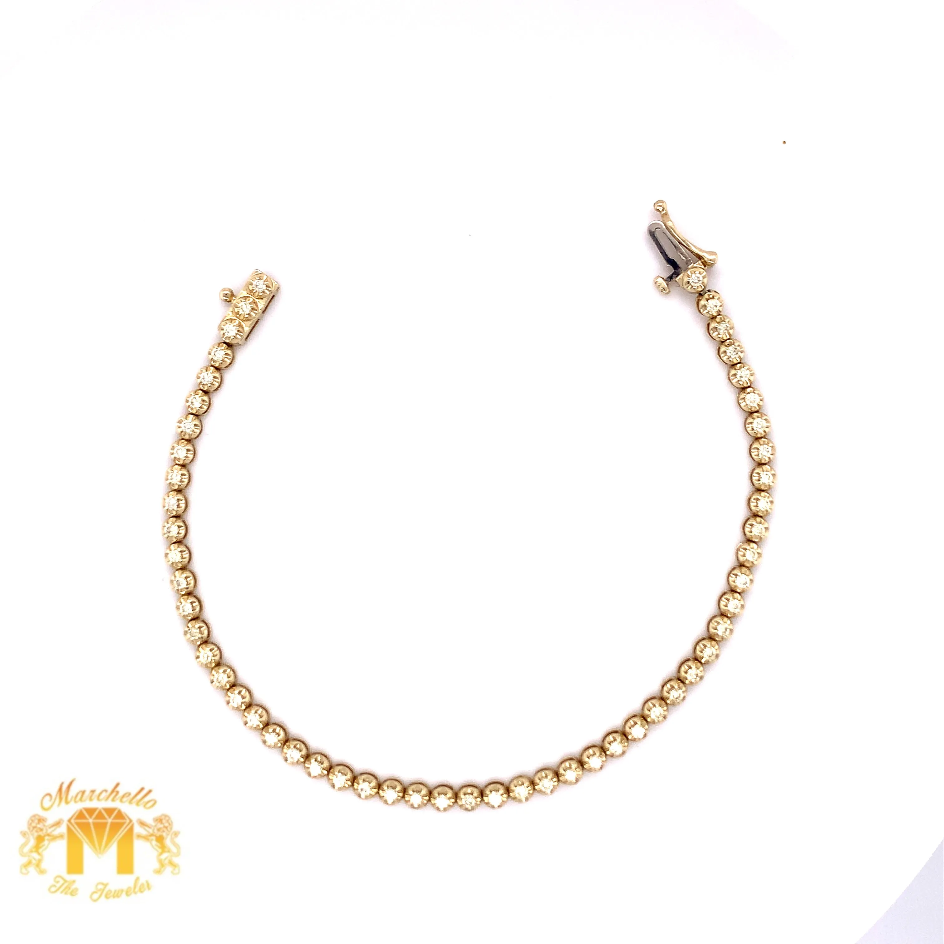 Gold and Diamond Tennis Bracelet with Round Diamond