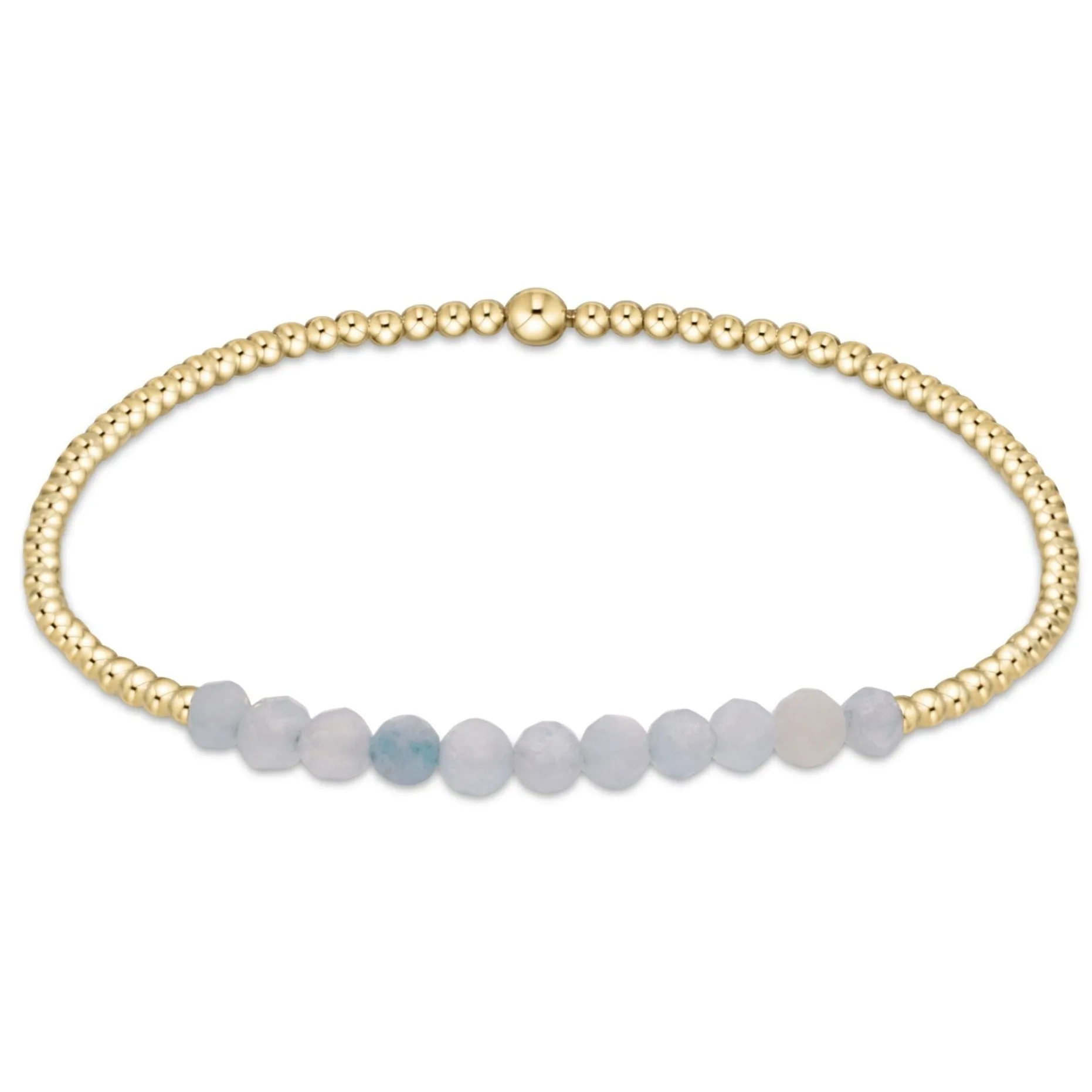 Gold Bliss 2mm Bead Bracelet - Aquamarine