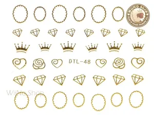 Gold Crown Diamond Frame Nail Art Sticker - 1 pc (DTL-48G)