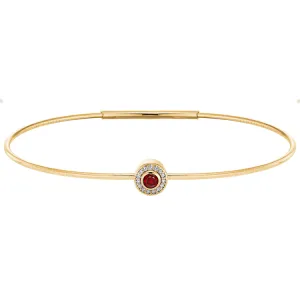 Gold Finish Finish Sterling Silver Round Simulated Garnet Birth Gem Bracelet with Simulated Diamonds