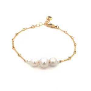 graduated five-pearl and gold bar bracelet