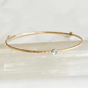 Hammered aquamarine bangle -14kt gf