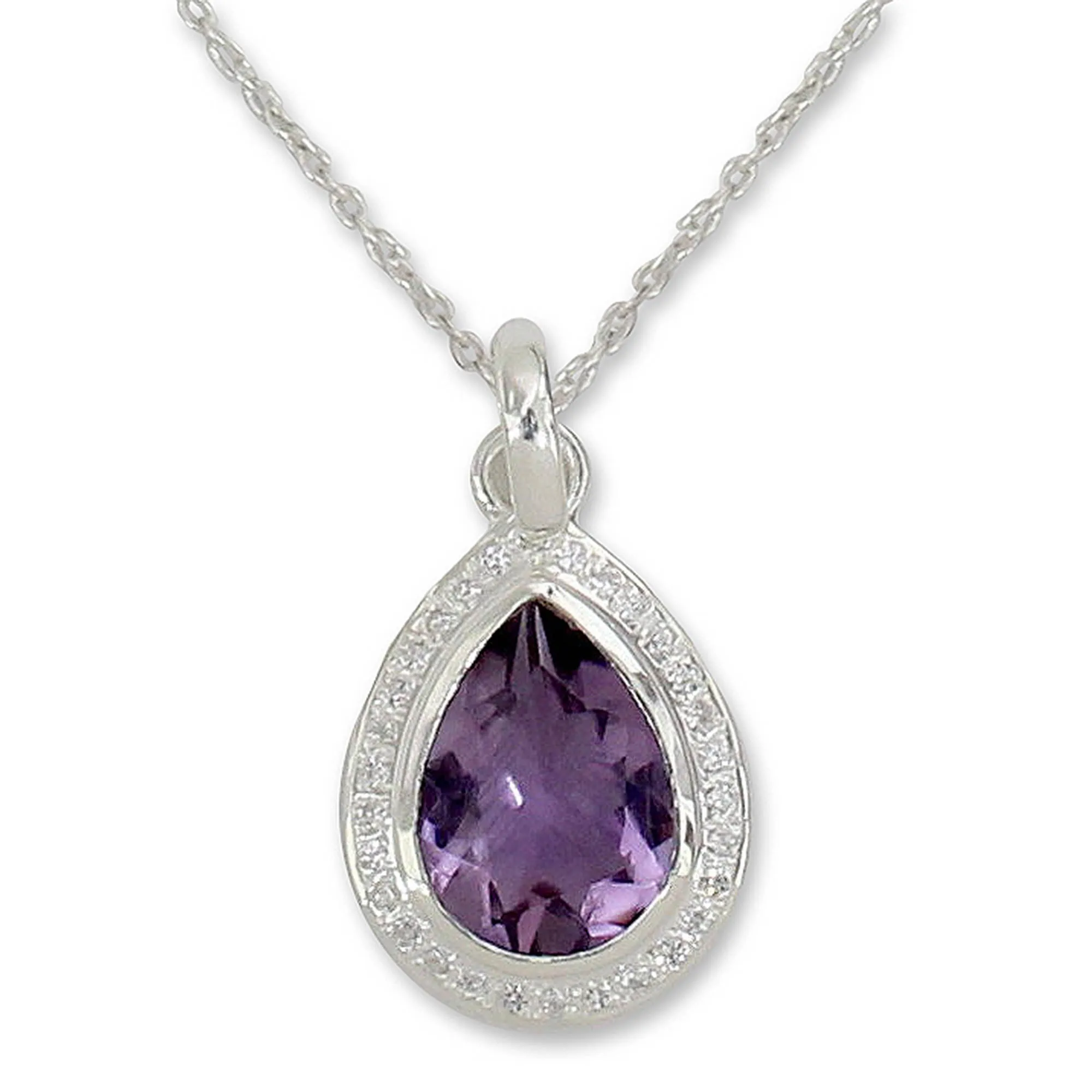 Handcrafted Silver and Amethyst Pendant Necklace - Mughal Mystique | NOVICA