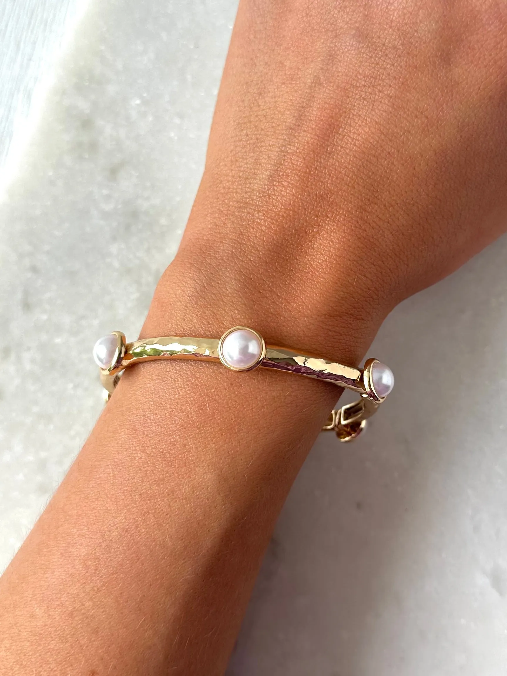 Hannah Pearl Plated Bracelet- Gold