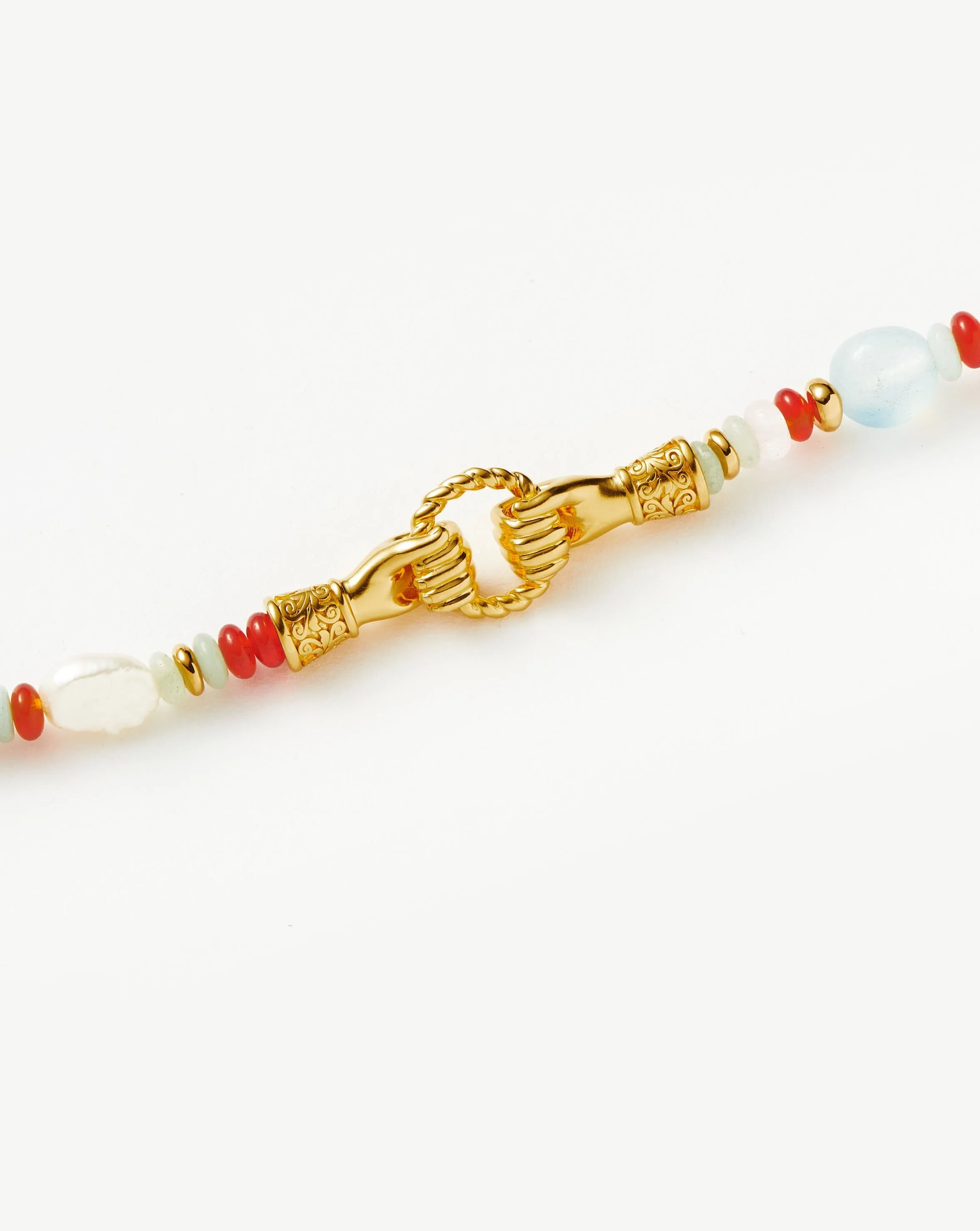 Harris Reed In Good Hands Beaded Gemstone Bracelet | 18k Gold Plated/Multi Gemstone & Pearl