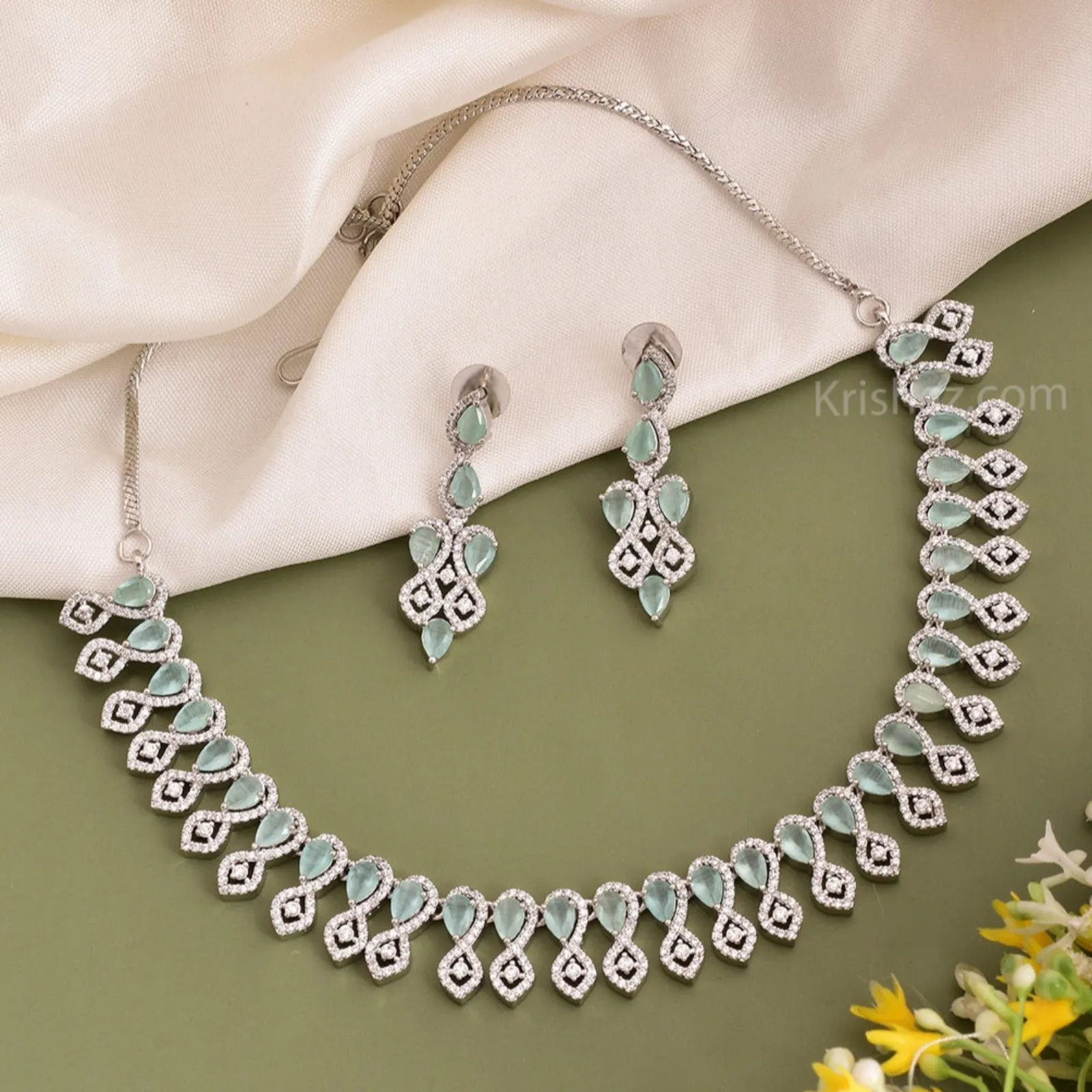 Jaimie Rhodium Plated Cz Necklace