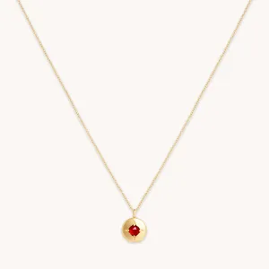 January Garnet Birthstone Necklace in Solid Gold