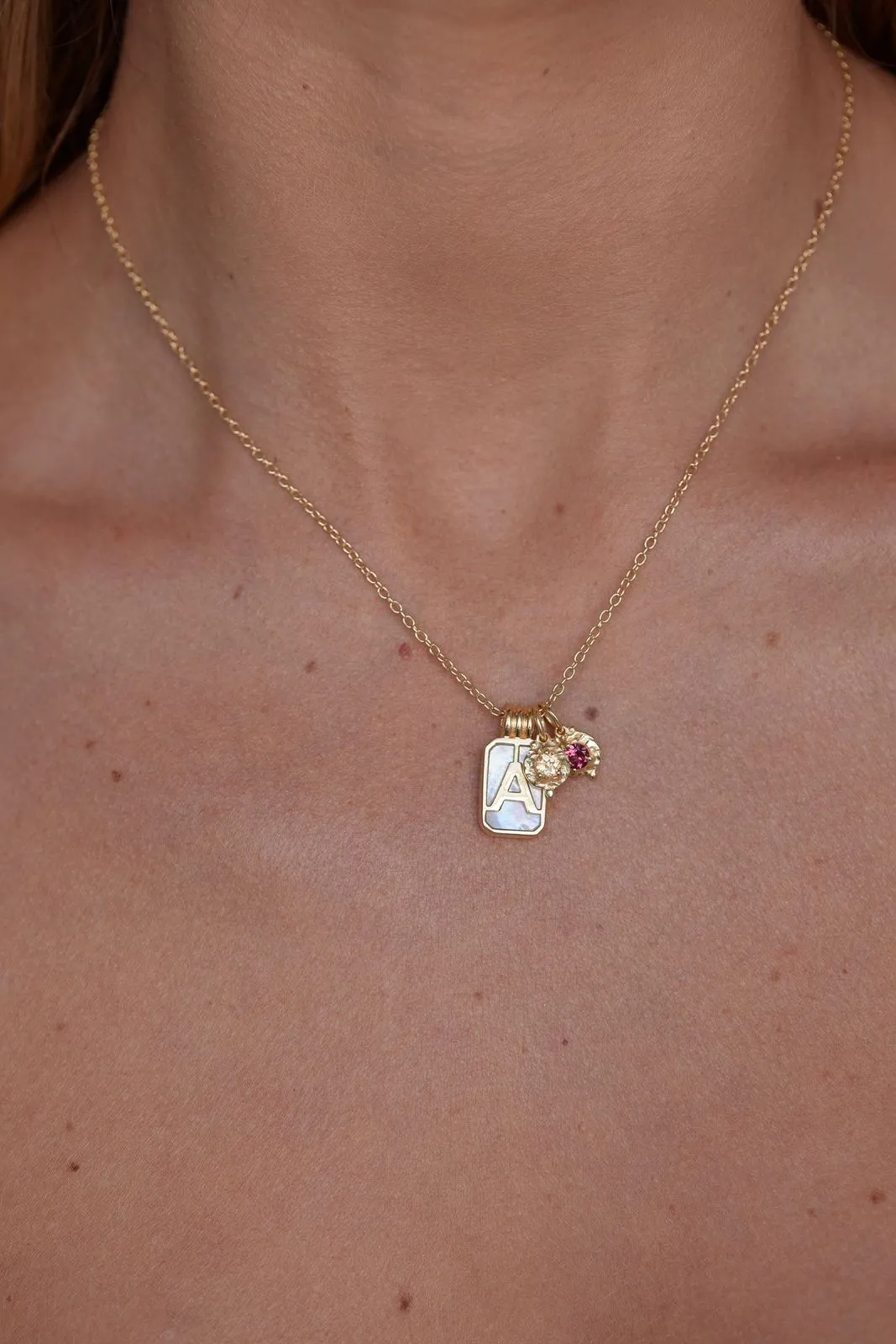 June Pearl Gold Birthstone Necklace Charm