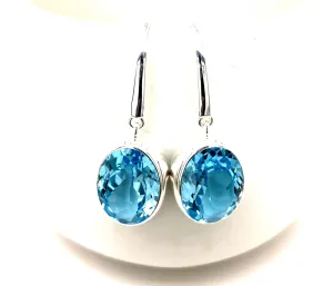 Kaleidoscope Oval Swiss Blue Topaz Earrings