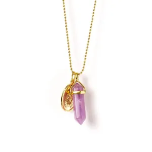 Laced With Kindness Gold Pendent Necklace - Amethyst