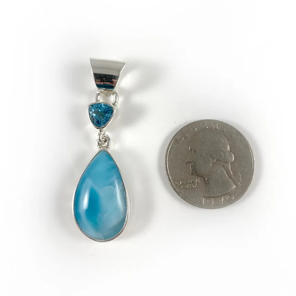 Larimar, Blue Topaz & Sterling Silver Pendant