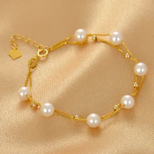 Layered Freshwater Pearl Bracelet Silver