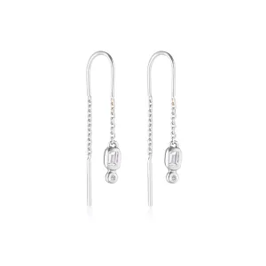 Linda Tahija Form Thread Earrings White Topaz, Silver