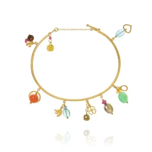 Linea Piccolo Tropical 18K Gold Bracelet w. Citrin, Diamonds & Coral